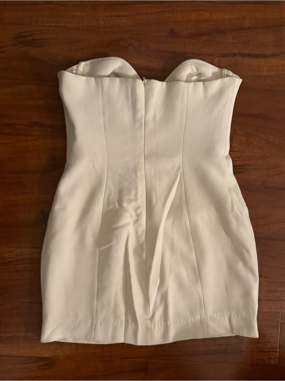 House of CB “Stevie” Cream Strapless Hook-and-Eye Mini Dress Sz M - Picture 3 of 5